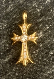 Chrome hearts tiny pave 22k diamond cross