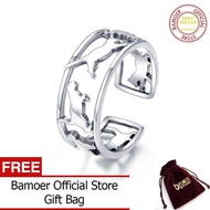 BAMOER ขายดี925เงินสเตอร์ลิงเล่นแหวนแมวสำหรับผู้หญิง Happy Cat แหวนสัตว์เครื่องประดับของขวัญ SCR473