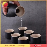 [Baosity1] Set Ceramic Sake Pot and Sake Cups 150ml Pot and 25ml Cup Ornament Black Sake Serving Sets for Cupboard Kitchen