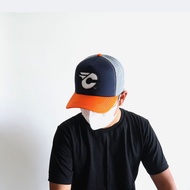 CARRY US Topi Jaring Pria Bordir Topi Trucker Jaring Distro Orange Navy