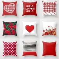 Red Lattice Pillow Cover Home Fabric Sofa Pillow Cushion Cov