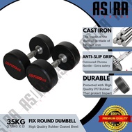 ASURA Fitness 35kg Round Premium Rubber Coated  Dumbbell with Contoured Chrome Handle (Pair - 17.5kg