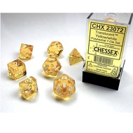 Chessex Translucent Polyhedral Yellow/White 7 Dice Set (Chx 23072)