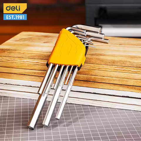 Deli 9 In 1 Allen Key Set Long Arm High-strength Hex Wrench Kit 1.5mm To 10mm Hexagon Spanner Hand T