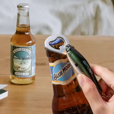 Goture Fishing Lure Shape Bottle Openner with Key Ring Design Beer Opener Accessories with Durable P