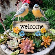 Welcome Bird Yard Sign PVC Yard Decor Lawn Decoration Yard Stake Garden Ornament for Courtyard Lawn