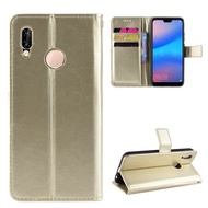 Luxury Crazy Horse PU Leather Casing Huawei Nova 3E Flip Cover Nova3E Lanyard Card Holder Wallet Case