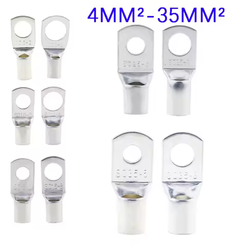 10/25/50/100PCS Bolt Hole Tinned Copper Cable lugs Battery Terminals set Wire connector 4mm2 6mm 10/