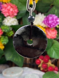 📇天然翡翠A玉：大型水墨烏雞平安扣🎁附伸縮頸繩