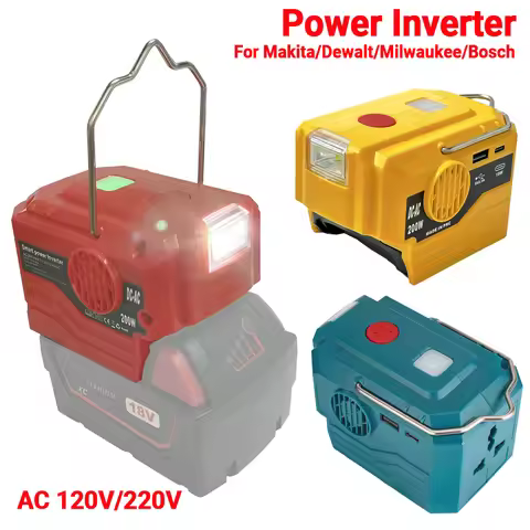 200W Power Inverter For Makita/Dewalt/Milwaukee/Bosch 18V to AC 120/220V Battery Inverter with USB A