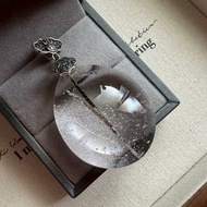 綠碧璽鈦帶滿天星水膽水晶・純銀吊墜