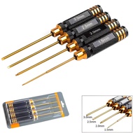 4PCS RC Tools Hex Screw Driver Set Titanium Plating Hardened 1.5 2.0 2.5 3.0mm Screwdriver Hex Key F