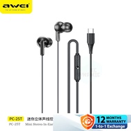 Awei PC-25T Wired Earphone Stereo Surround Sound Type-C Headphone Awei Earphone 1.2M Length Awei PC-