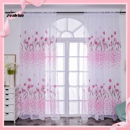 [SE] 1 Sheet Window Gauze Rod Pocket Design Pastoral Translucent Beautiful Printing Sheer Curtain Home Decoration