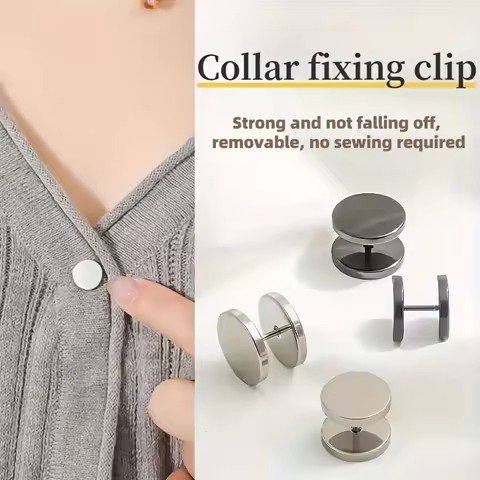 2pcs Seamless Spiral Clip Cuff Button Collar Fashion Button Fixing Clip To Prevent Exposure. Diy Sew