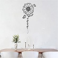 Mama Butterfly Sunflower Size 21x11'', Mother's Day UV DTF Wall Car Mirror Decal, Peel and Stick Wal