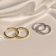 [Ready Stock] French Earrings High-End Circle Earrings Female Classy Plain Circle Style Circle Shape
