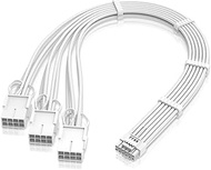 EZDIY-FAB GPU Power Sleeved Cable Extension, 16pin(12+4) 12VHPWR PCIe 5.0 Connector Male to 3X PCIE 
