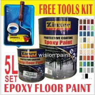 5 Liter ZINXER Two Pack Epoxy Floor Paint - 4 Liter + 1 Liter ( FREE NIPPON EPOXY ROLLER / TAPE / PA
