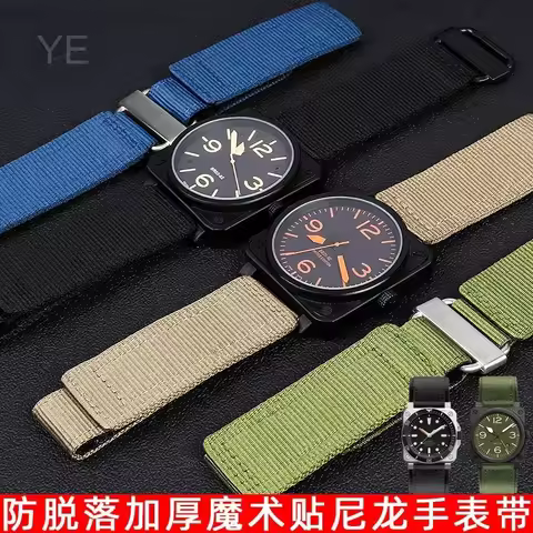 Watch Strap for Bell & Ross Thickened Soft Nylon Watchband BR Hook and Loop Fastener Woven Watch Acc
