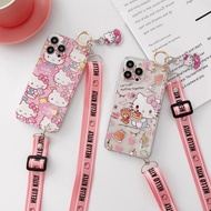 Xiaomi Mi 10T 10T Pro 11X 11i 11X Pro Xiaomi 12T 12T Pro Xiaomi Redmi 11 Prime 4G 12C 11A Cute Cartoon Hello Kitty Phone Case TPU Case with Wristband and Long Lanyard