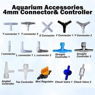 5Pcs Air Tubing Connector Aquarium Air Pump Line Tube connectors 4mm Tee/Straight/Elbow/Y Connectors