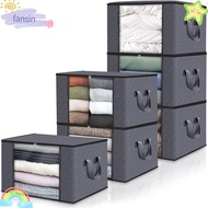 FANSIN Foldable Storage Box, Dustproof 35L/60L/90L Clothes Storage Bins, Sundries Organizer With Lid