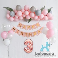 Simple PINK Leaf Garland Birthday Decoration Package