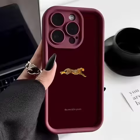 Fashion Leopard Red Background Phone Case For Xiaomi Redmi Note 14 13 12 11 Pro Plus 5G Silicone Cov