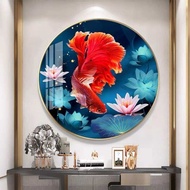 Tặng kéo + xỏ chỉ - Tranh thêu chữ thập Cá chép và hoa sen_tranh 9ct - KT:75x75cm_ chưa thêu