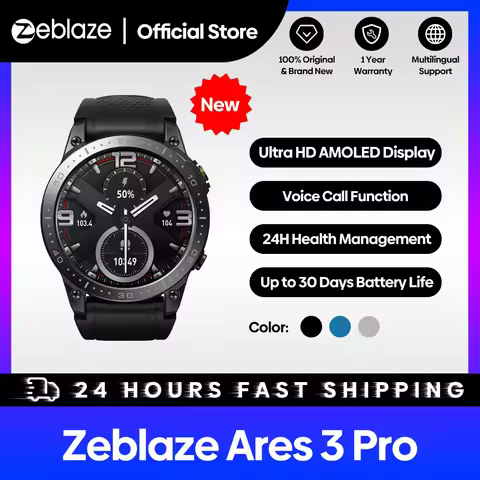 [New 2023] Zeblaze Ares 3 Pro Smart Watch Ultra HD AMOLED Display Voice Calling 100+ Sport Modes 24H