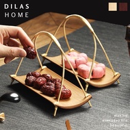 DILAS HOME Oriental Japandi Wabisabi Bamboo Sushi Dessert Snack Serving Board Plate Tray with Handle