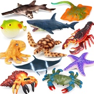 Soft Rubber Marine Animal Model, Pufferfish, Octopus, Shrimp, Starfish, Crab, Hermit Crab, Simulated