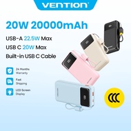 【CCC Certification】Vention 20000mAh PowerBank with Built-in Cable 22.5W Super Fast Charging Power Ba