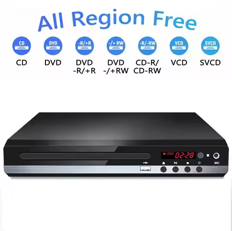 Home DVD Player VCD CD Disc Media Player Machine with AV Output Remote USB Mic Full HD 1080P Home DV