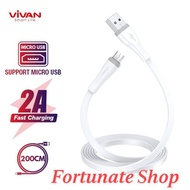 Kabel Data Micro USB SM 200CM VIVAN Fast Charging 2A Flat Design