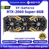 SOYO RTX2060 GDDR6 Nvidia Geforce ใหม่เต็มรูปแบบวิดีโอเกม8ขาการ์ดแสดงผลเกม256Bit 8ขาสำหรับคอมพิวเตอร์สำนักงาน