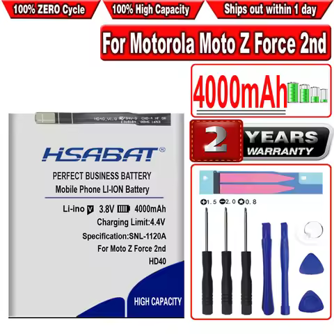 HSABAT 4000mAh HD40 SNN5987A Battery for Motorola Moto Z Force 2nd Moto Z Force 2nd gen Moto Z2 Forc