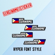 Flag - Name Sticker (2pcs) - Waterproof, Hyper Font, Personalized, Outdoor Sticker