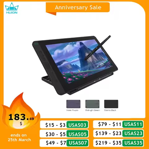 Huion Kamvas 13 Graphics Tablet Monitor AG Glass Pen Display Drawing Screen 8192 Battery-free Stylus