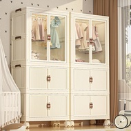 Children's Wardrobe Installation-Free Clothing Storage Cabinets Open Door Multi-Layer Snack Locker Foldable Transparent