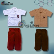 PUTIH MERAH Red and White Elementary School Uniform Scout Short Sleeve 1 Set Top & Bottom / Red and 