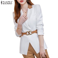 ZANZEA Women Korean Fashion Lapel Collar Contrast Color Patchwork Blazer