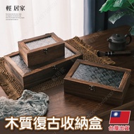 Wooden Retro Storage Box-Begonia Flower Style Taiwan Shipment Invoice Begonia Glass Jewelry Box Flip