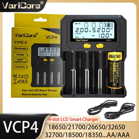 VariCore VCP4 LCD Fast Charger TYPE-C input whit Capacity Test