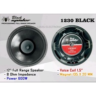 Speaker Woofer Black Spider 1230 BLACK 12 Inch ORI Komponen BlackSpider 1230 Black 12 Full Range 600 Watt