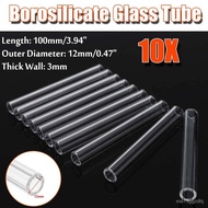 10pcs/lot Transparent Pyrex Glass Blowing Tubes 12mm OD 100mm Long Thick Thickness Wall Test Tube 10