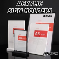 {SG} A4 A6 Acrylic Sign Holders Menu Display Stand Table Brand Plastic Table Card Transparent Deskto