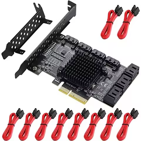 6gbps Sata 3.0 Pcie Card Pcie Sata Card 6/10 Ports, Support 10 Sata 3.0 Devices, Desktop Built-In Ad