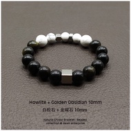 [DEAM] Howlite with Golden Obsidian Bracelet, Gemstone Bracelet, Natural Stone Bracelet (BCQ05)